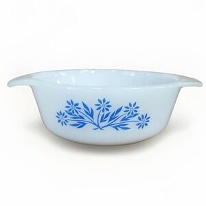 Fire-King Blue Cornflower Milk Glass Nesting Bowls Set of 3 White Blue Floral